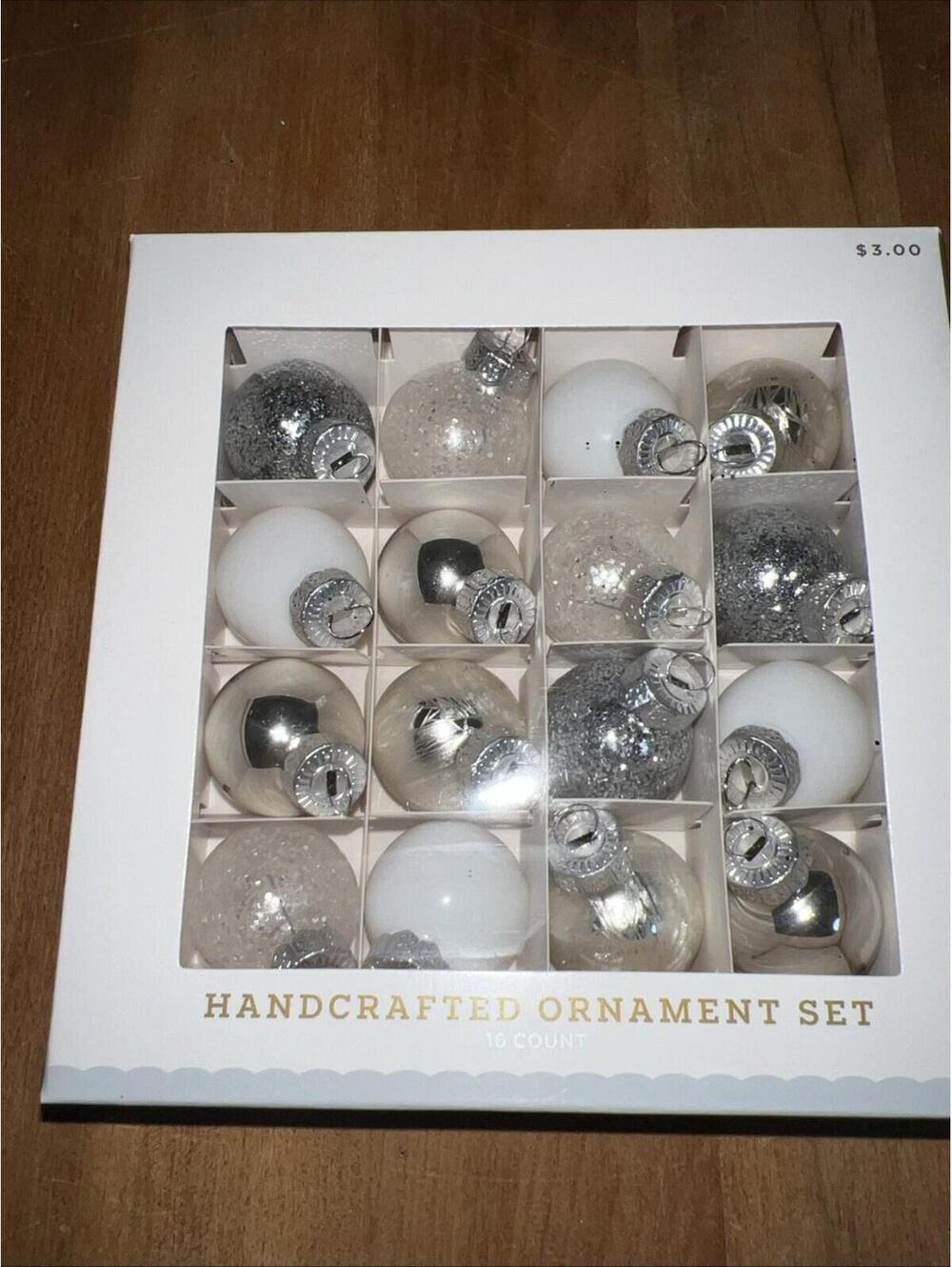 Target Wondershop Handcrafted Mini Christmas Ornament Set Silver, Clear, Glitter